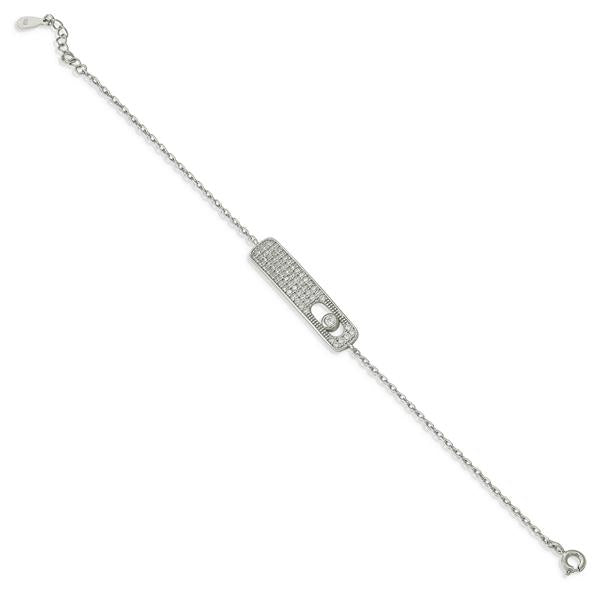 Pulseras finas de plata con rectángulo de circonita-LINEARGENT