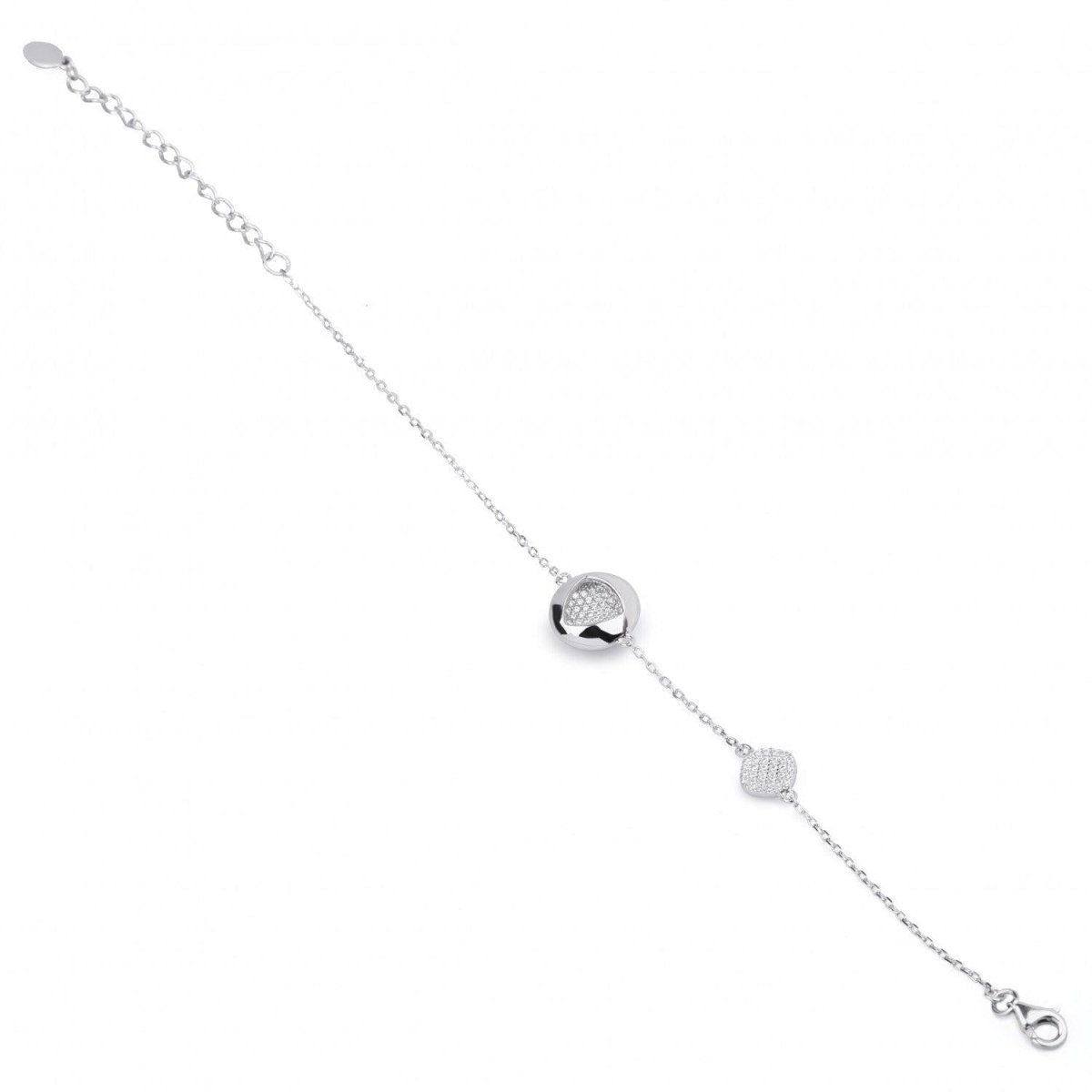 Pulseras finas de plata con silueta triangular y circonitas-LINEARGENT