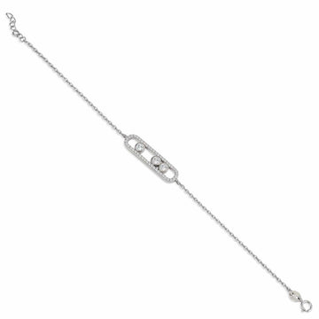 Pulseras finas de plata diseño triple circonita
