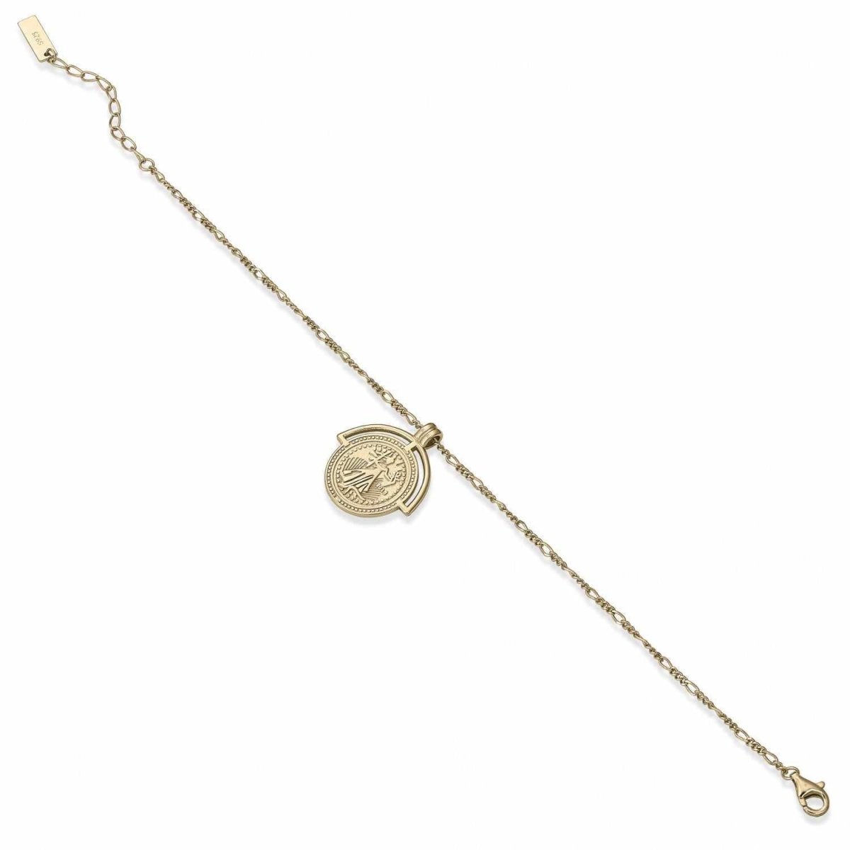 Pulseras finas de plata dorada diseño medalla-LINEARGENT