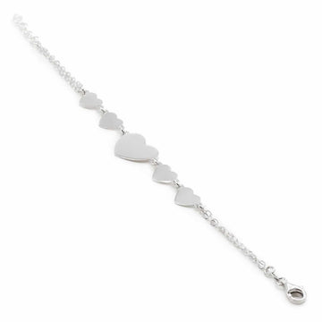 Pulseras finas de plata lisa diseño corazones