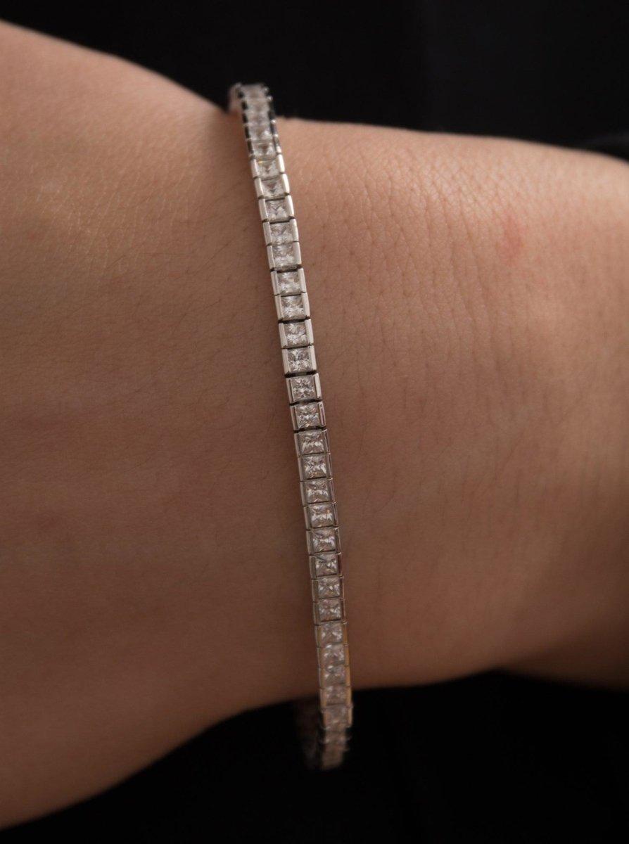 Pulseras riviere de plata circonitas blancas brillantes-LINEARGENT