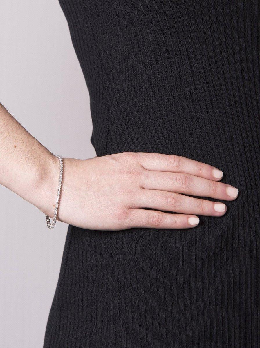 Pulseras riviere de plata tira de circonitas talla redonda-LINEARGENT