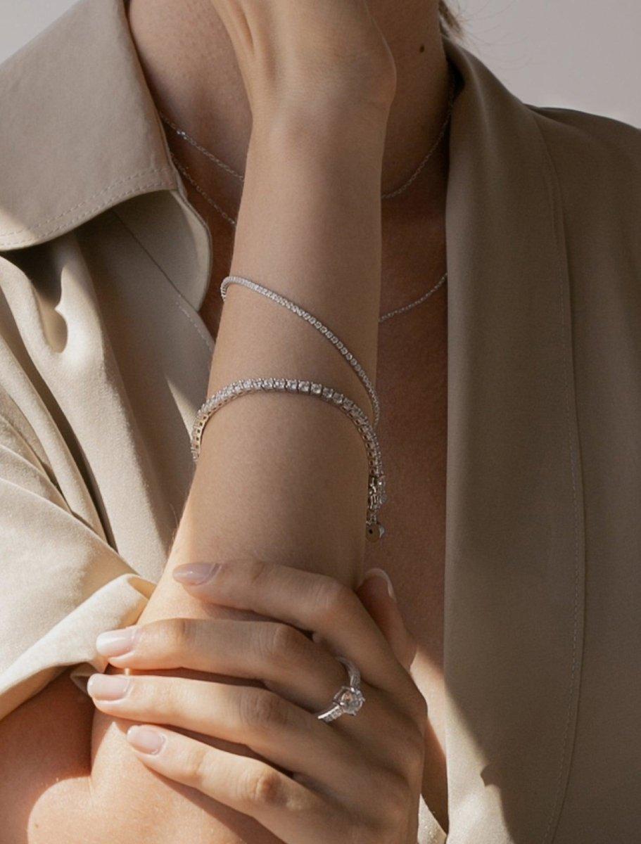 bracelets sterling silver riviere with LINEARGENT zirconias