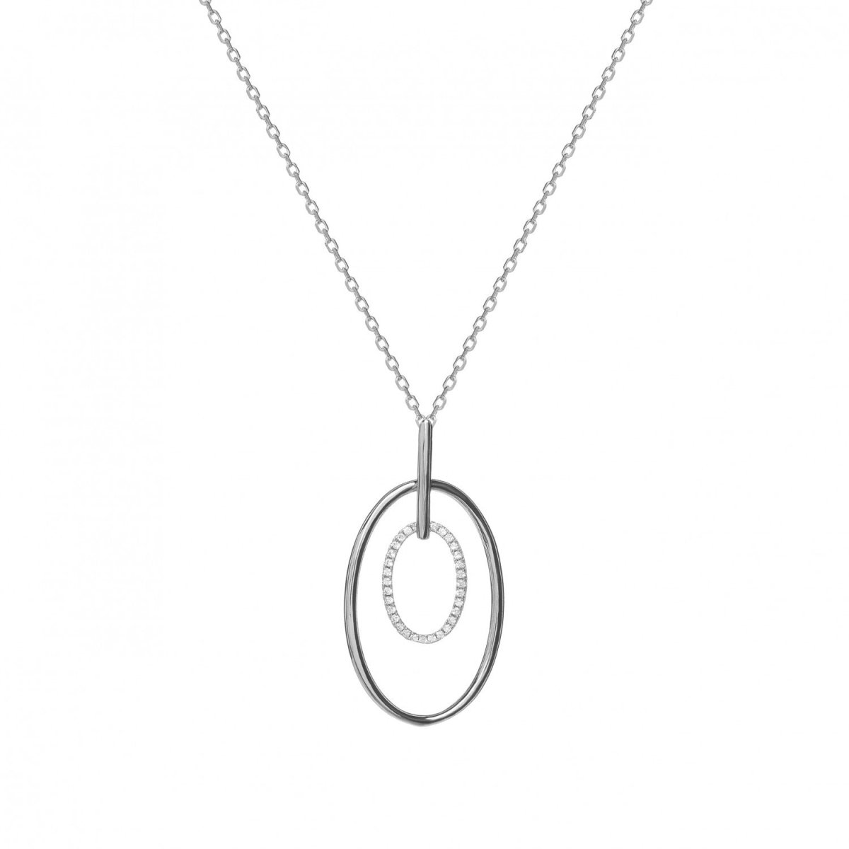 Collar · Colgante brillante de plata motivo circular doble