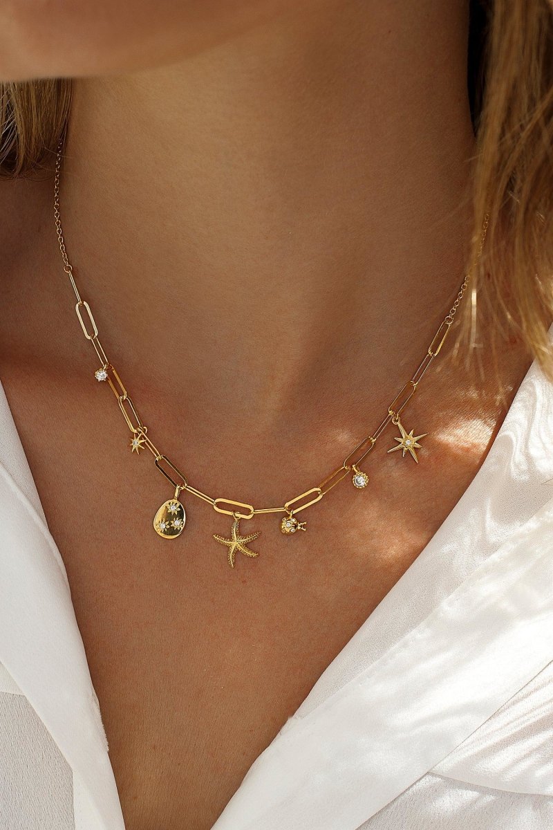 Collar · Collares con colgantes de plata diseño estrella y cadena paperclip
