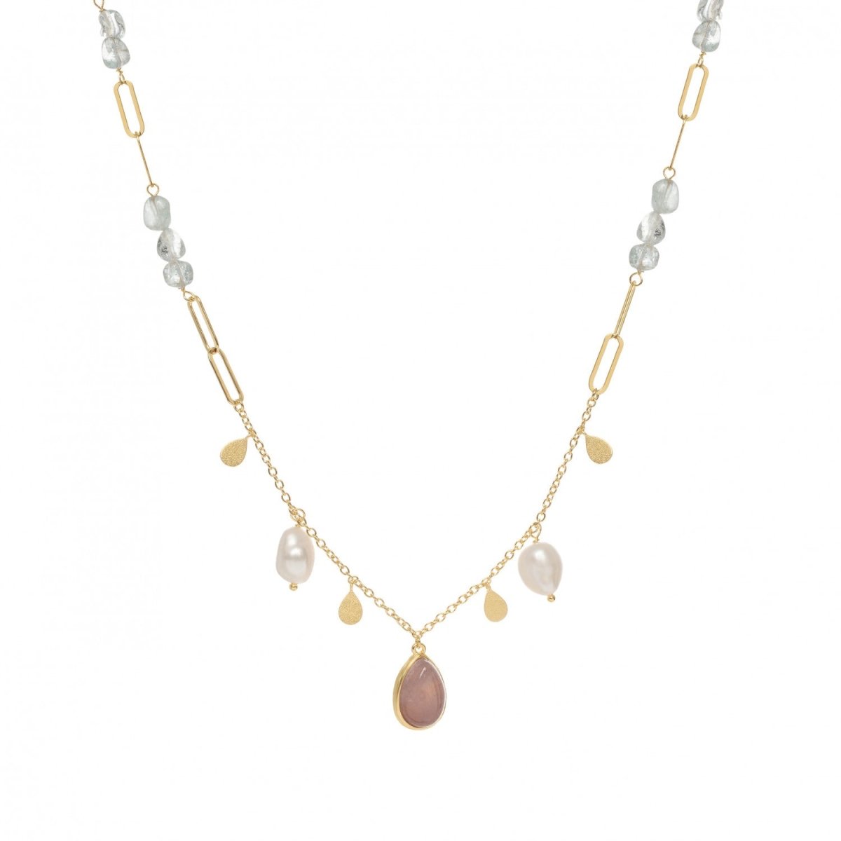 Collar · Collares con colgantes diseño de perlas  gemas y eslabones