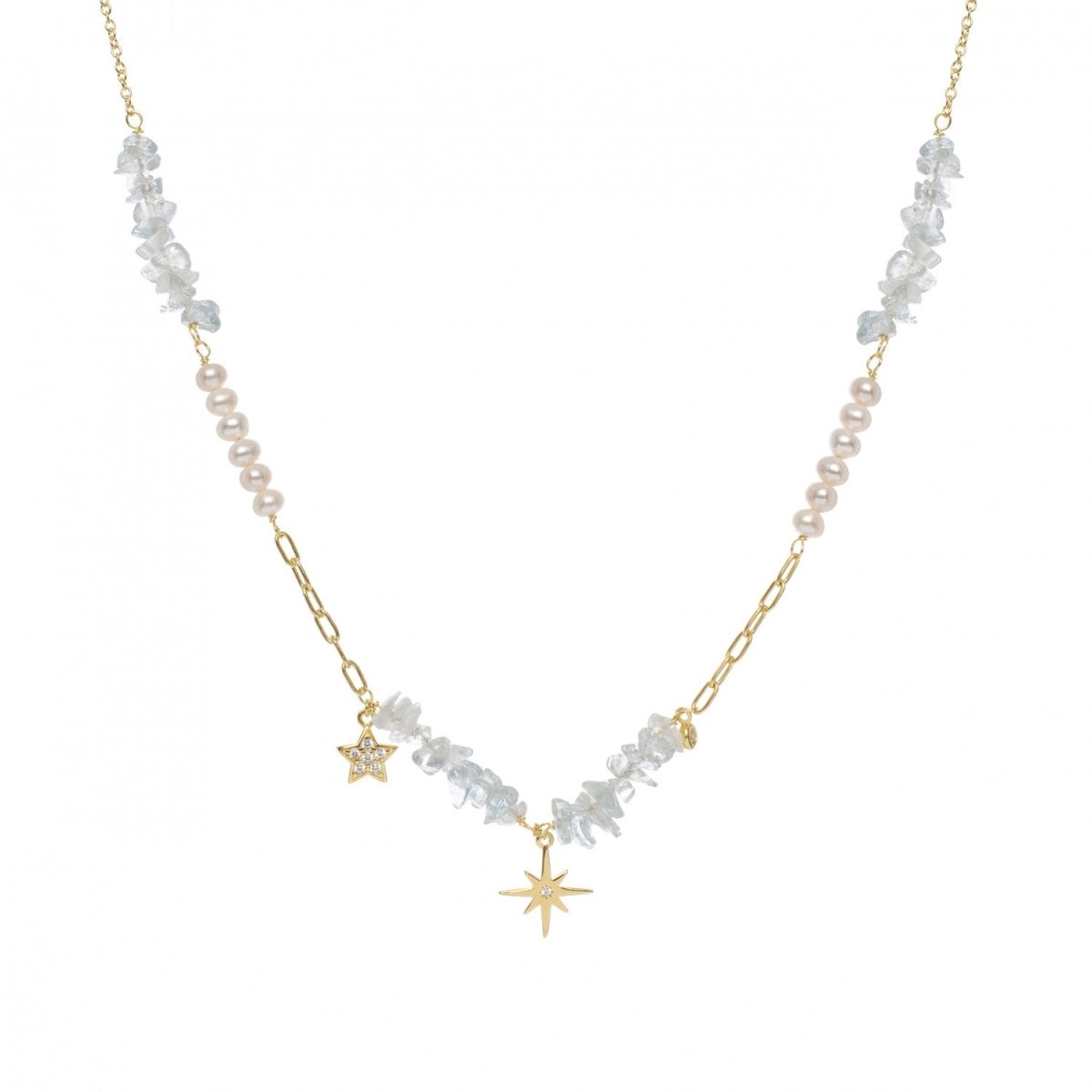 Collar · Collares con piedras de plata diseño colgante de estrella y perla