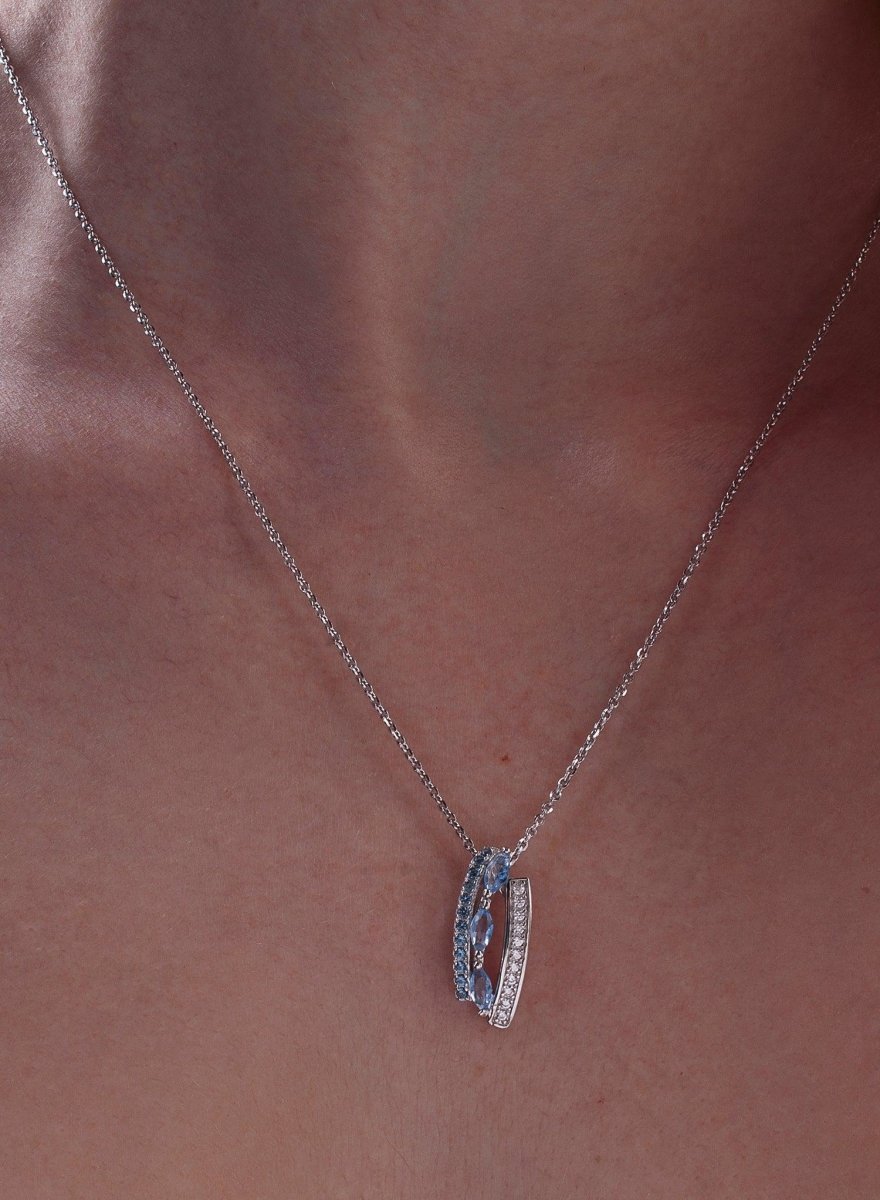 Collar · Collares con piedras en plata diseño aquamarine y circonitas