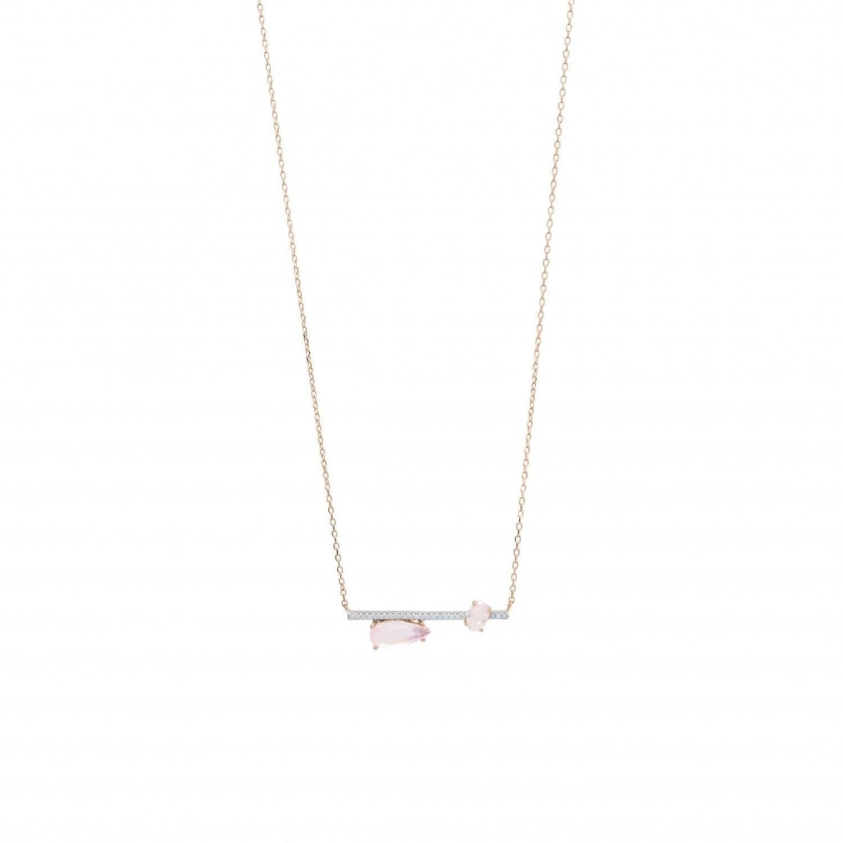 Collar · Collares con piedras en plata diseño lineal rosa claro
