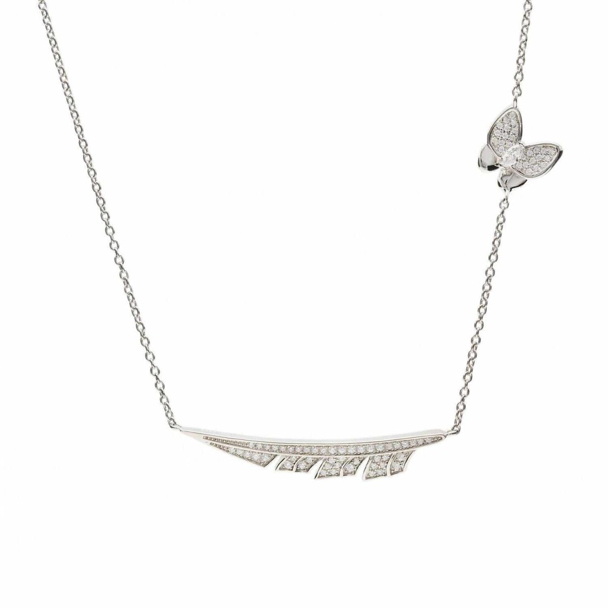 Collar · Collares plata originales diseño pluma y mariposa