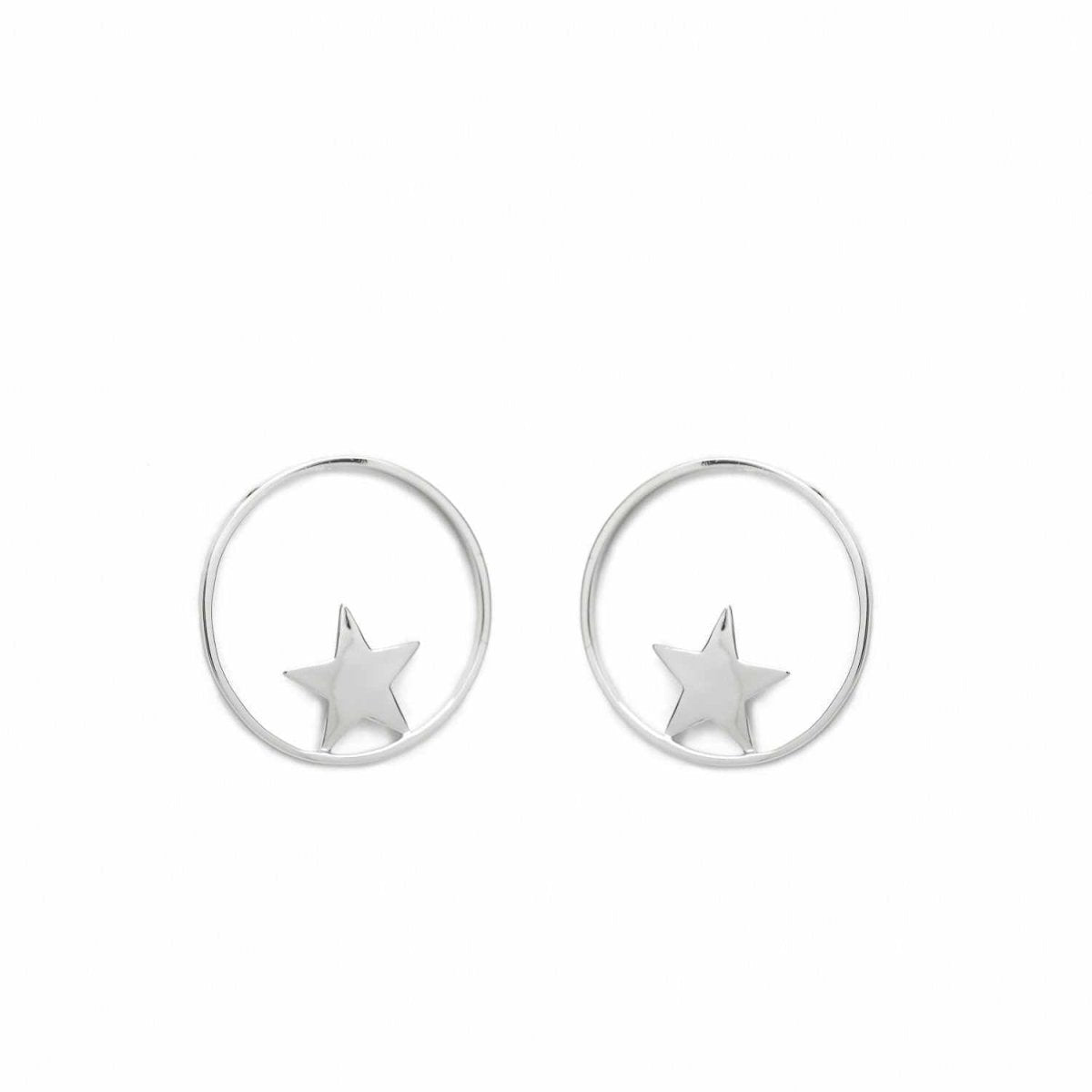 Pendiente · Pendientes aro plata circular frontal con motivo de estrella