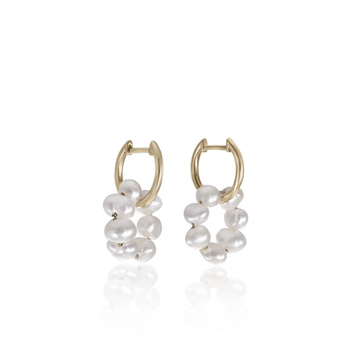 Pendiente · Pendientes aros con colgantes de perlas bañados en oro