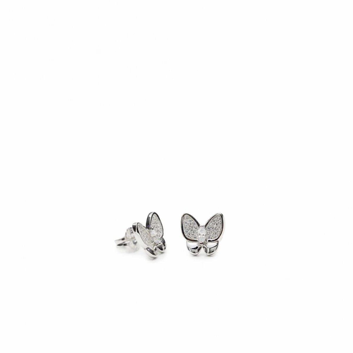 Pendiente · Pendientes pequeños de plata brillantes motivo mariposa