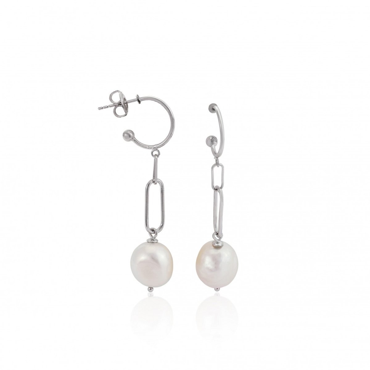 Pendiente · Pendientes perla colgante diseño eslabones irregulares