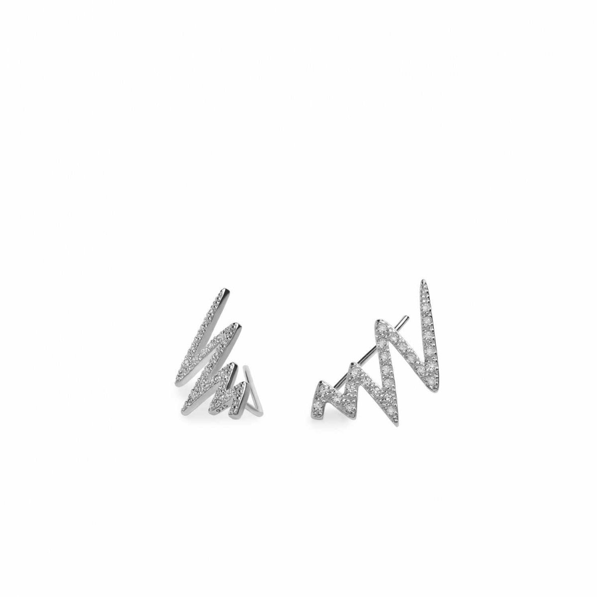 Pendiente · Pendientes trepadores de plata diseño zig zag