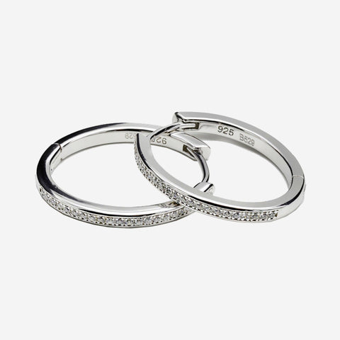 Pendientes Aros Grandes Plata 925 - 10 Cm De Diámetro, Con Circonitas, Elegantes E Hipoalergénicos