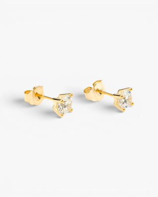 Petites boucles d'oreilles en forme de bouton avec des oxydes de zirconium dorés