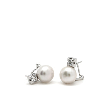 Pendientes perlas detalle cuadrado y circonita estilo tu y yo