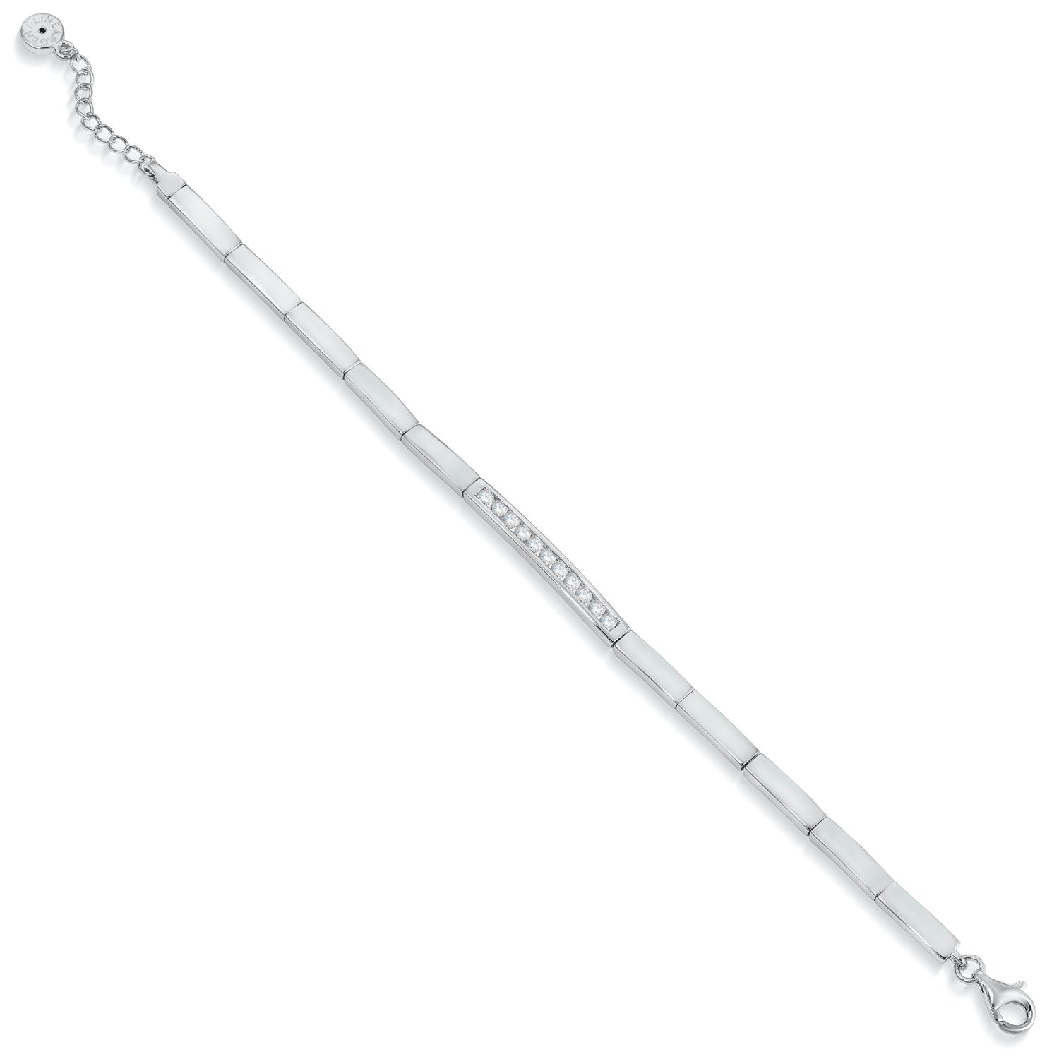 Pulsera eslabones plata para novia con tira de circonitas