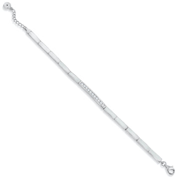 Pulsera eslabones plata para novia con tira de circonitas
