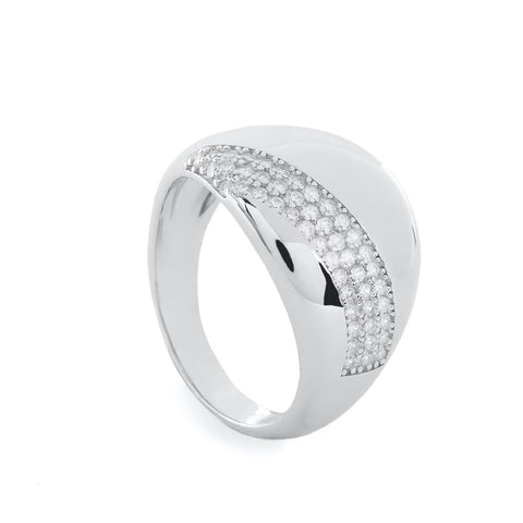 Bagues larges à motif diagonal avec un canal de zircone cubique