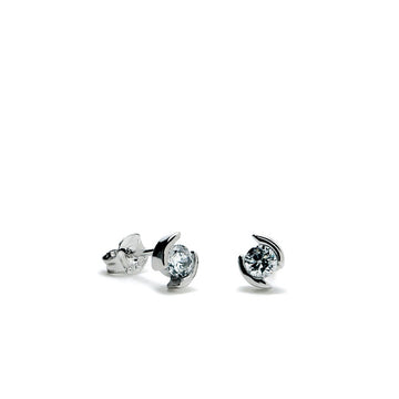 Pendientes brillantes pequeños diseño circonita central y grapas