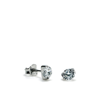 Pendientes pequeños con circonita y soporte de grapas