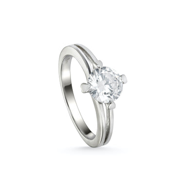 Anillos de compromiso de plata diseño de carril dividido