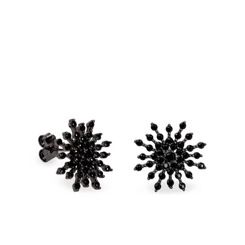 Boucles d'oreilles originales en forme d'étoile avec zircone cubique noire