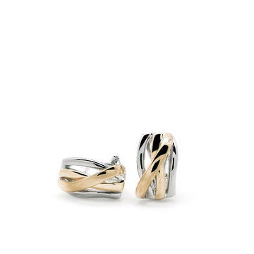 Pendientes bicolor bañados en oro con relieve
