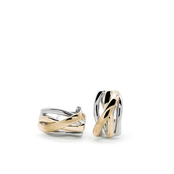 Pendientes bicolor bañados en oro con relieve