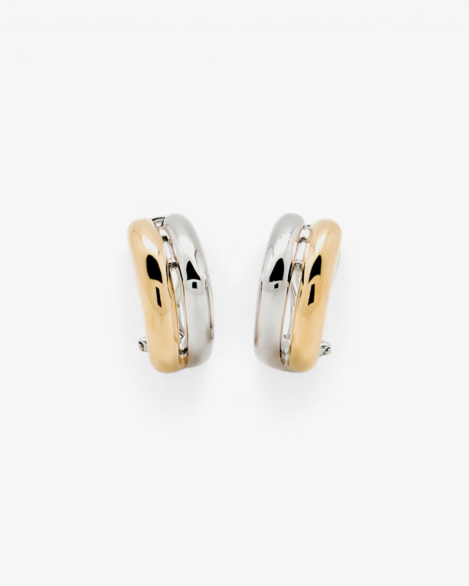 Pendientes bicolor diseño doble banda gruesa