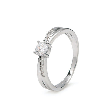 Anillo solitarios diseño diagonal motivo de cuarzo adamantino