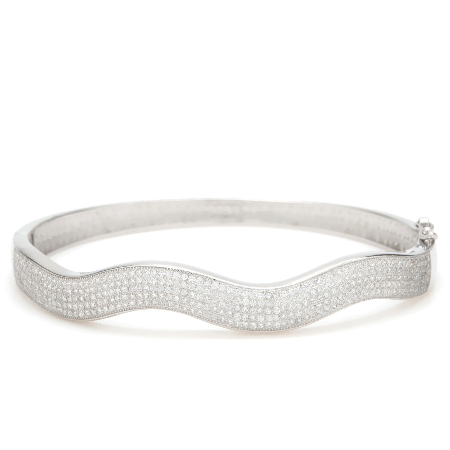 Pulsera esclava diseño fino ondulado y circonita