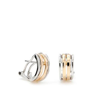 Pendientes bicolor diseño lineal simétrico con cierre omega