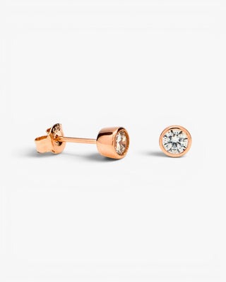 Boucles d'oreilles puces ornées de zirconiums cubiques, plaquées or rose