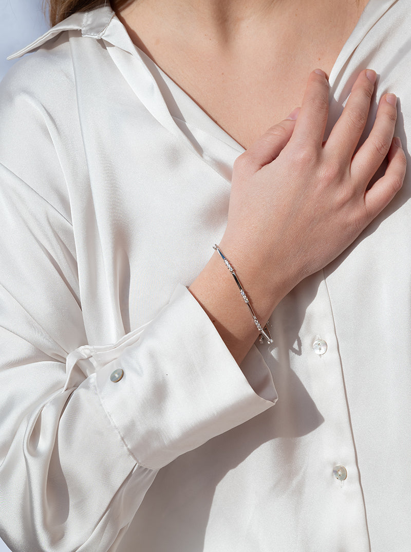 Pulseras brillantes de plata cenefa de circonita