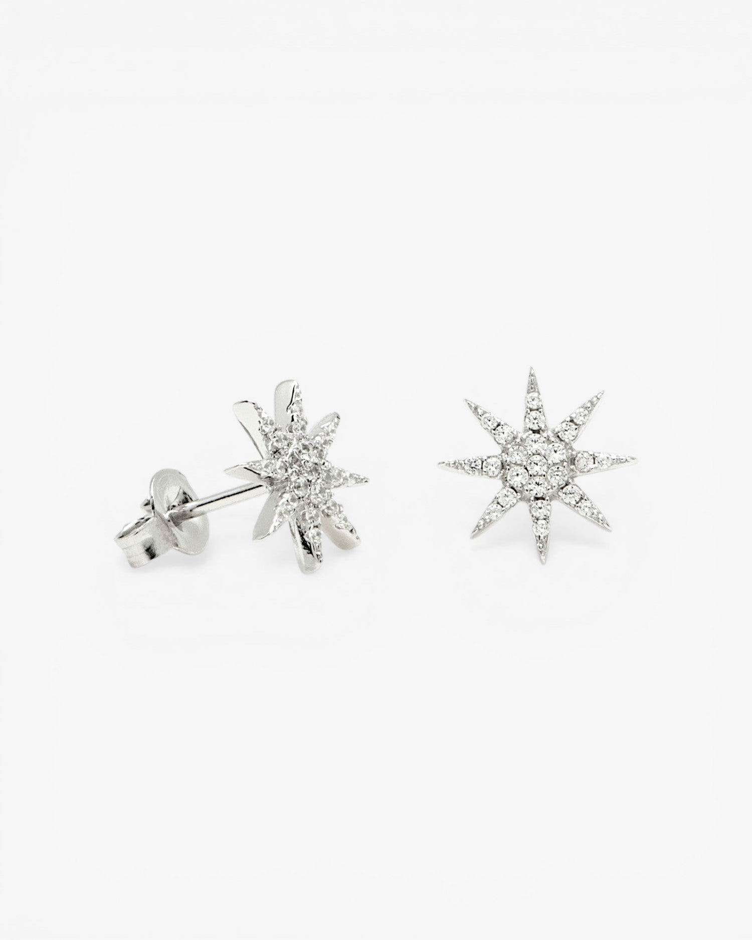 Pendientes brillantes pequeños con motivo de estrella polar