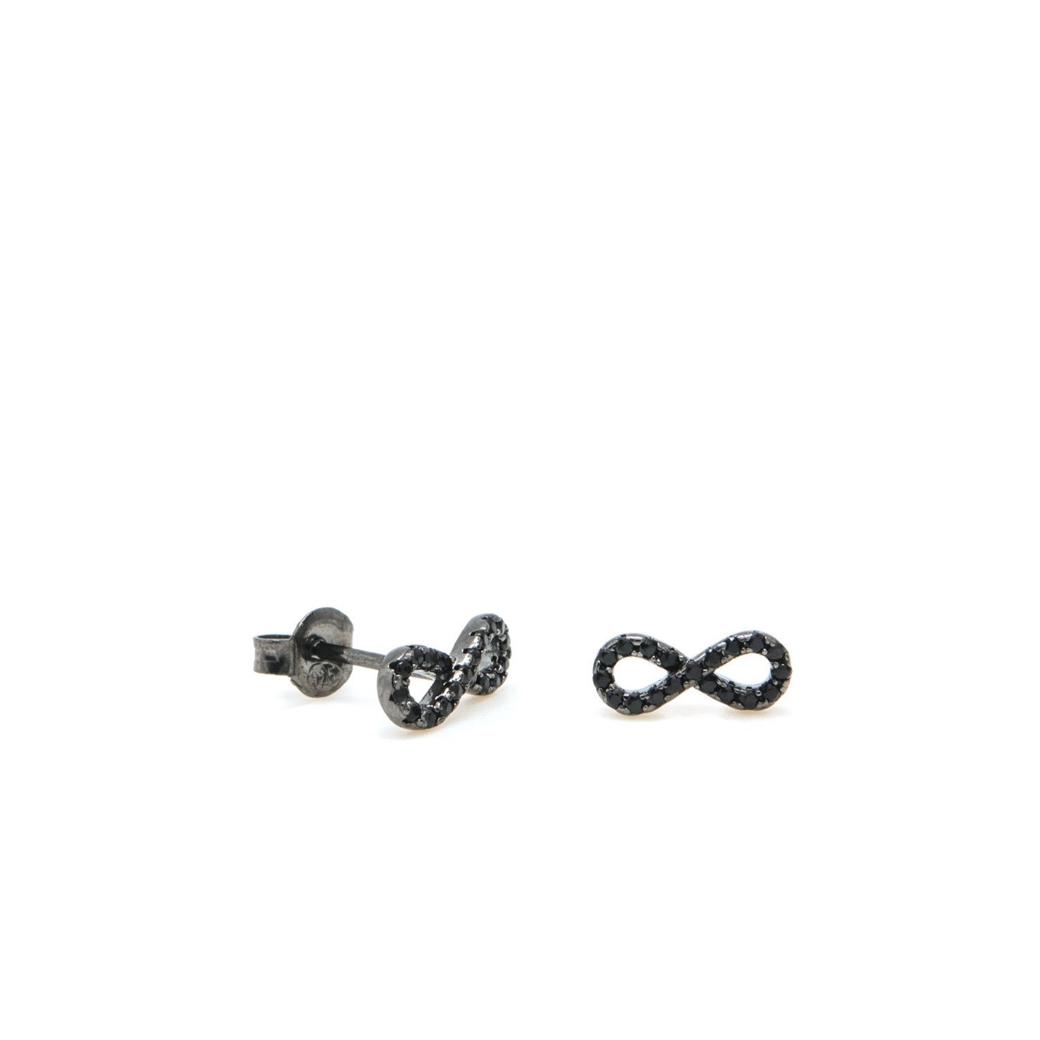 Boucles d'oreilles brillants petits ruthénium motif infini