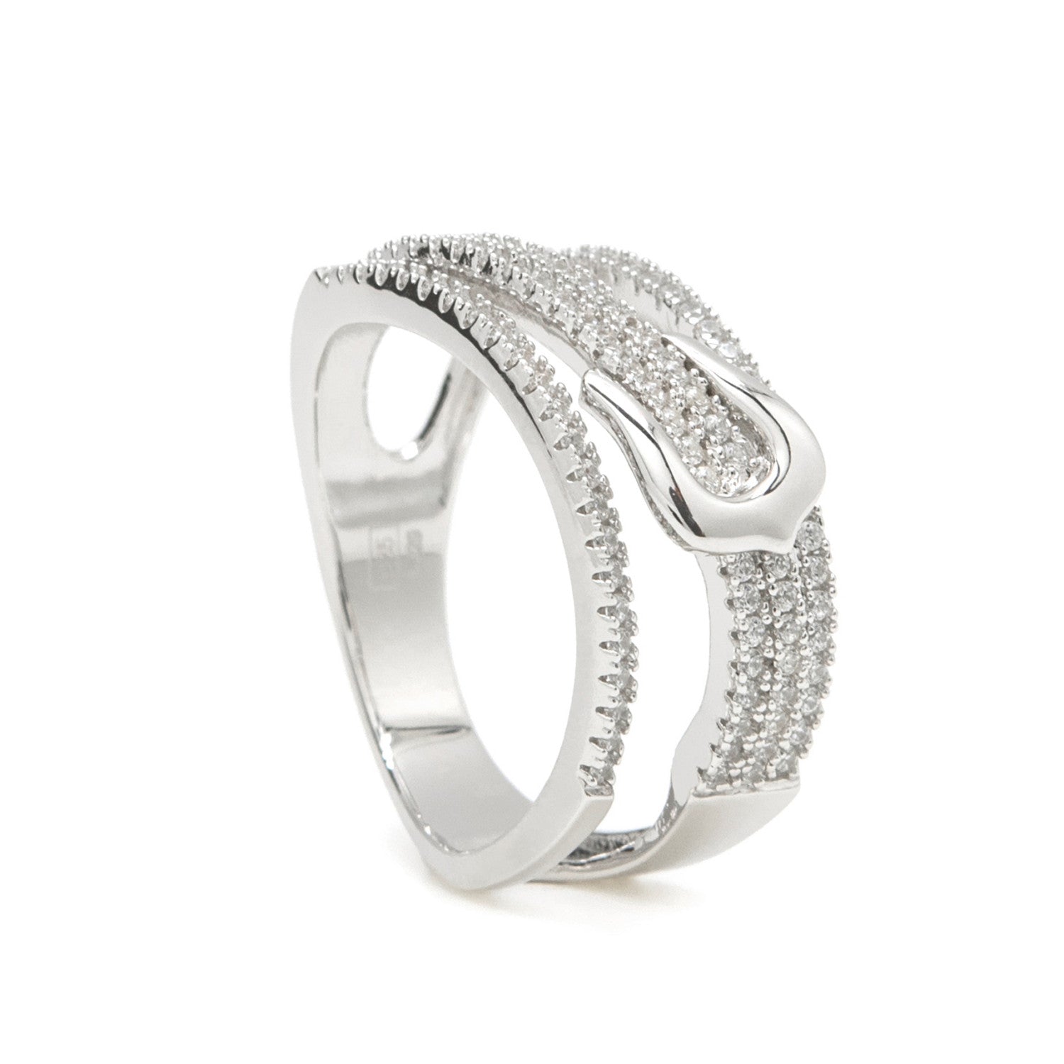 Bagues en zircone avec boucle, plusieurs rangées