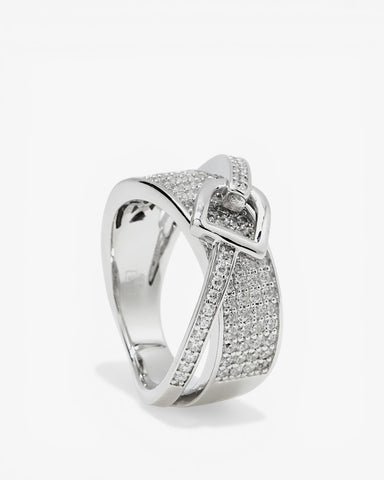 Anillos circonitas diseño hebilla horizontal dos carriles