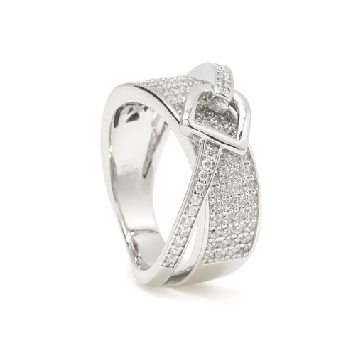 Bagues en zircone avec boucle horizontale, deux pistes