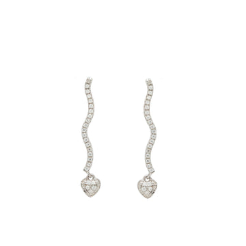 Pendientes largos de plata con zigzag de corazón