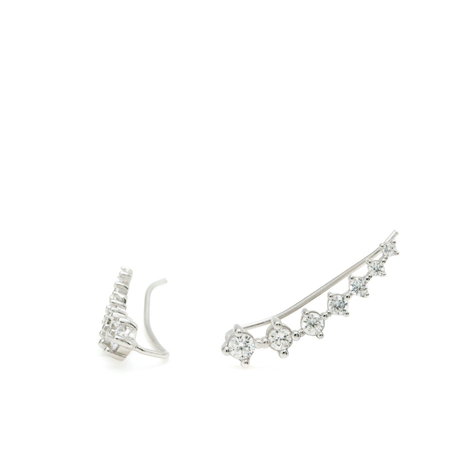 Pendientes trepadores de plata mujer diseño con circonitas