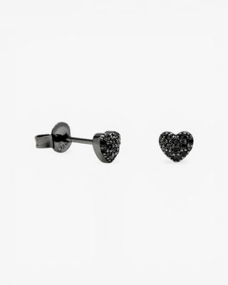 Pendientes brillantes pequeños baño rutenio motivo corazón y circonitas