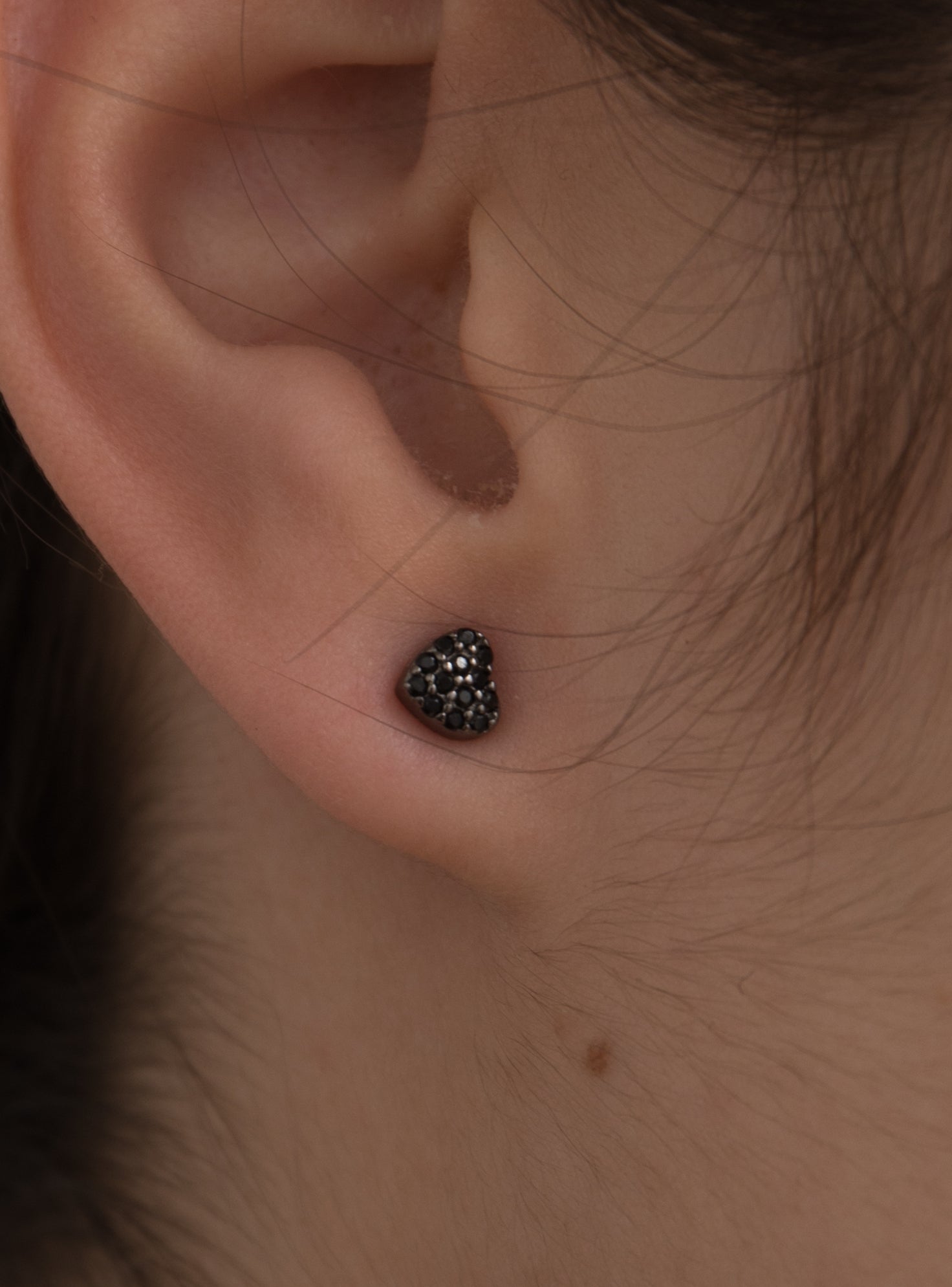 earrings brilliant small bath ruthenium motive heart and zirconias