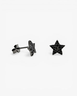 Petites boucles d'oreilles étincelantes à motif d'étoile et plaquées ruthénium