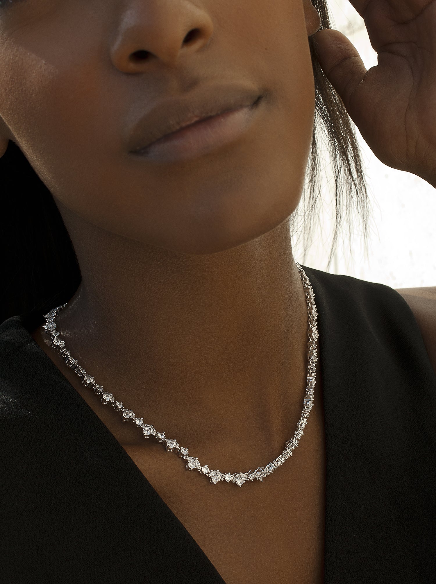 Silver party necklaces, bridal style, fine floral design