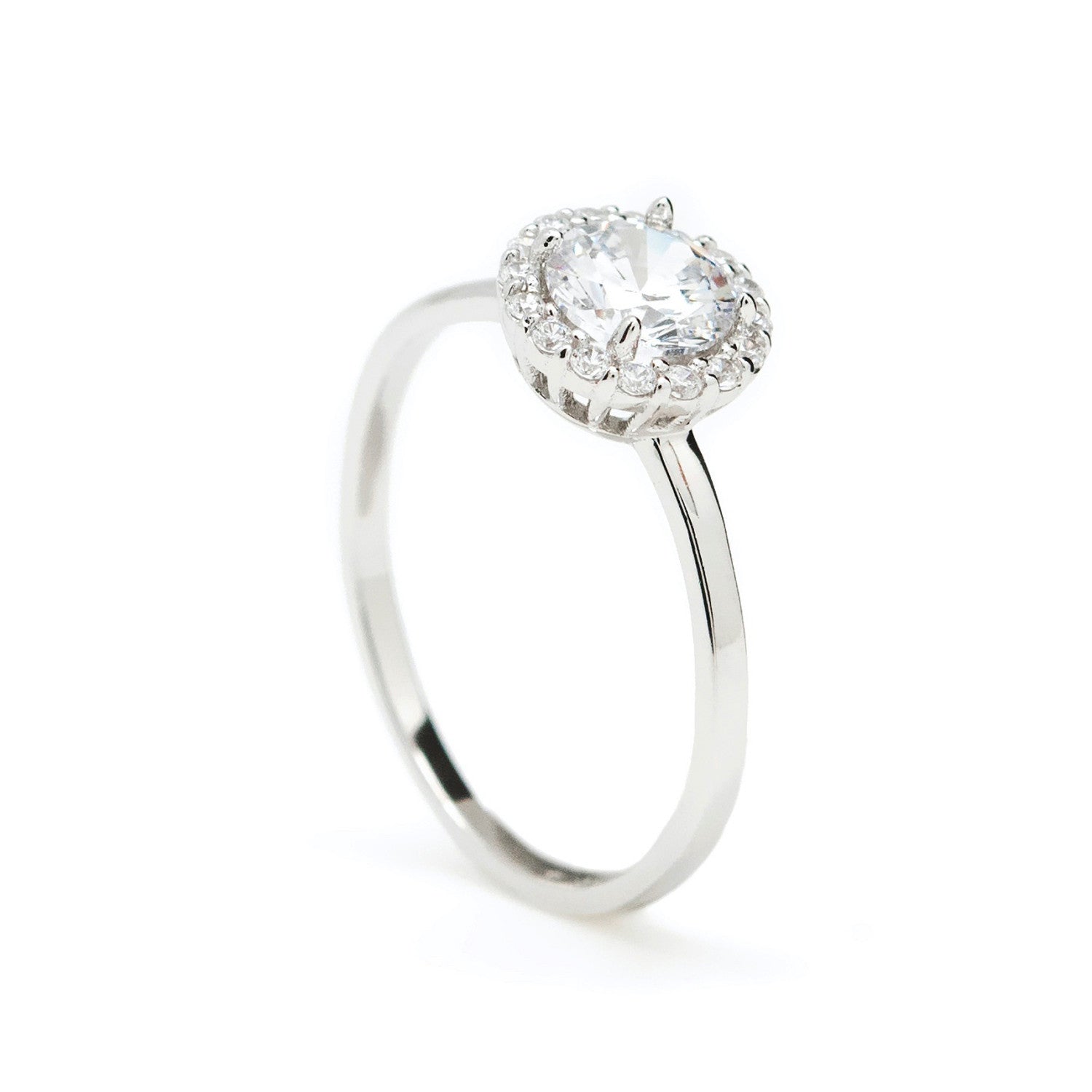 Anillos de compromiso de plata  diseño central de cuarzo adamantino